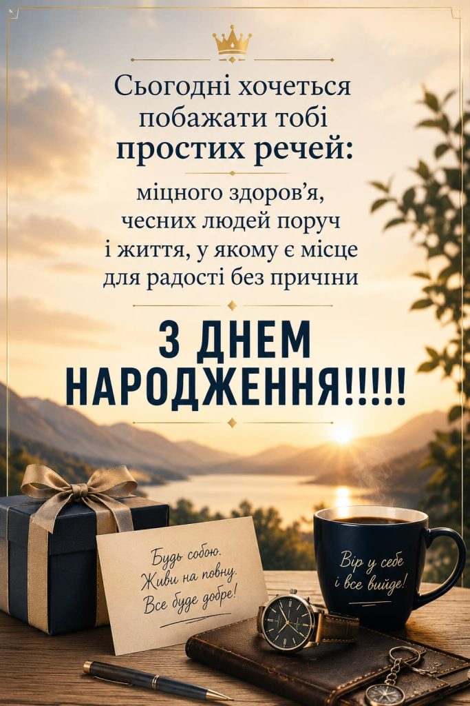 Короткі чоловічі привітання з Днем народження картинка 1