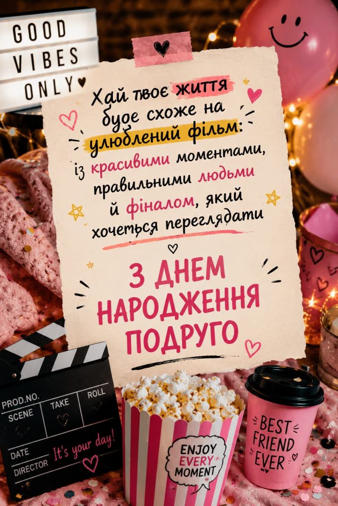 Короткі привітання з Днем народження для подруги картинка 2