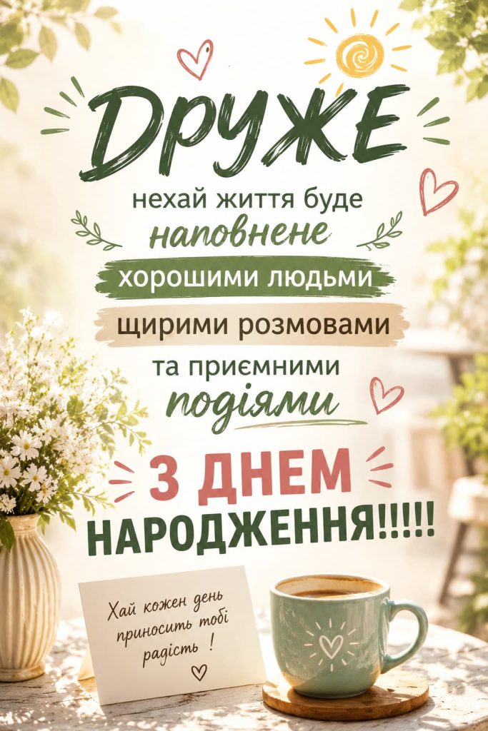 Короткі привітання з Днем народження друга картинка 5