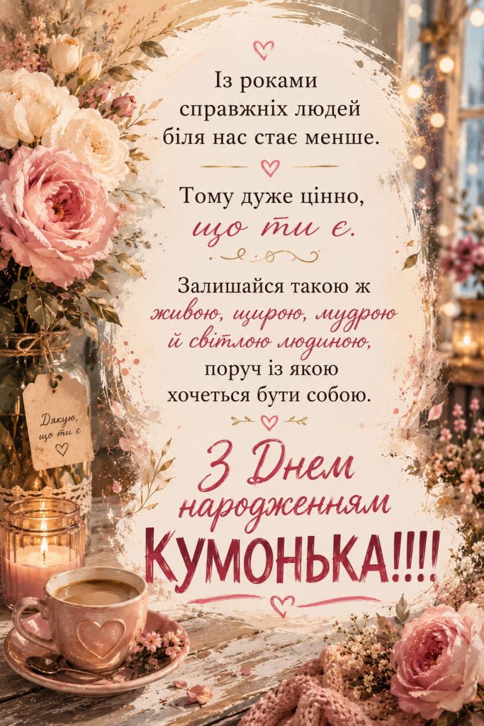 Привітання з Днем народження для куми своїми словами картинка 1