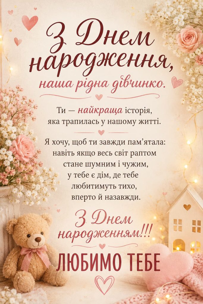 Привітання з Днем народження доньці своїми словами картинка 1