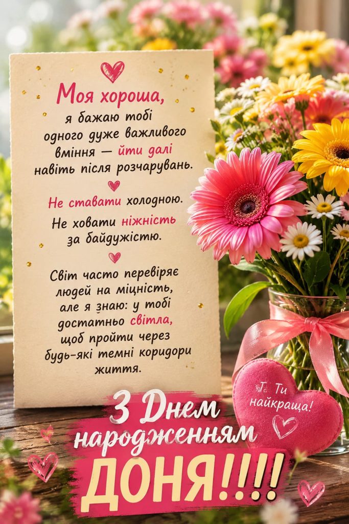 Привітання з Днем народження доньці своїми словами картинка 5