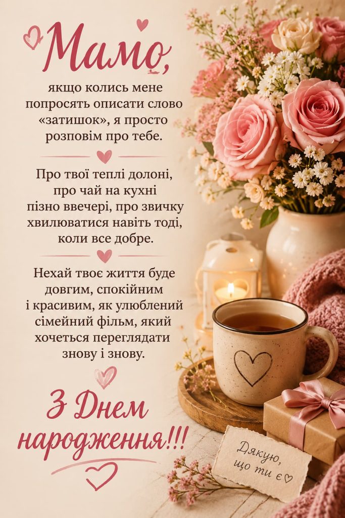 Привітання з Днем народження мамі своїми словами картинка 1