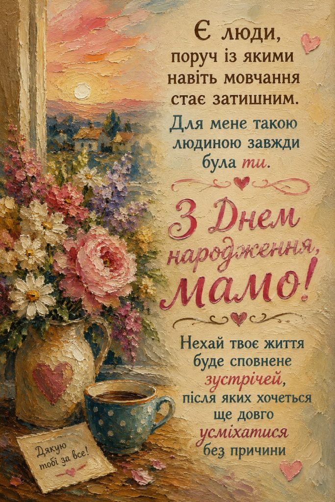 Привітання з Днем народження мамі своїми словами картинка 3