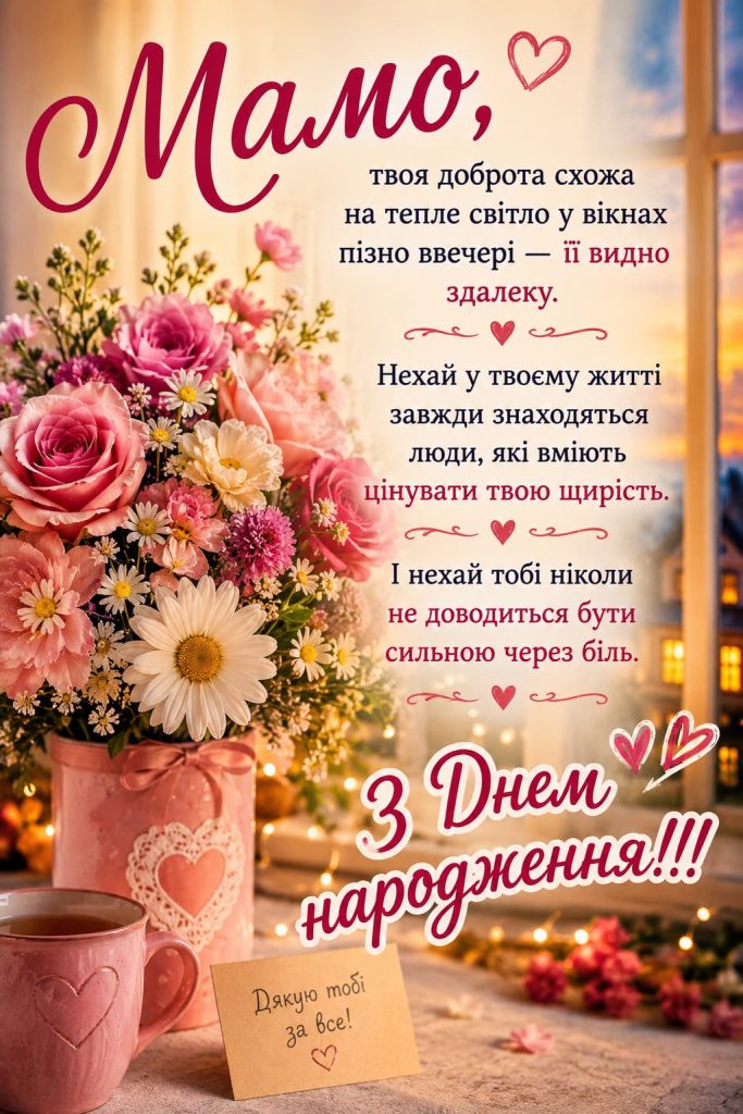 Привітання з Днем народження мамі своїми словами картинка 4