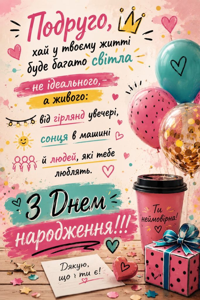 Привітання з Днем народження подруги своїми словами картинка 2