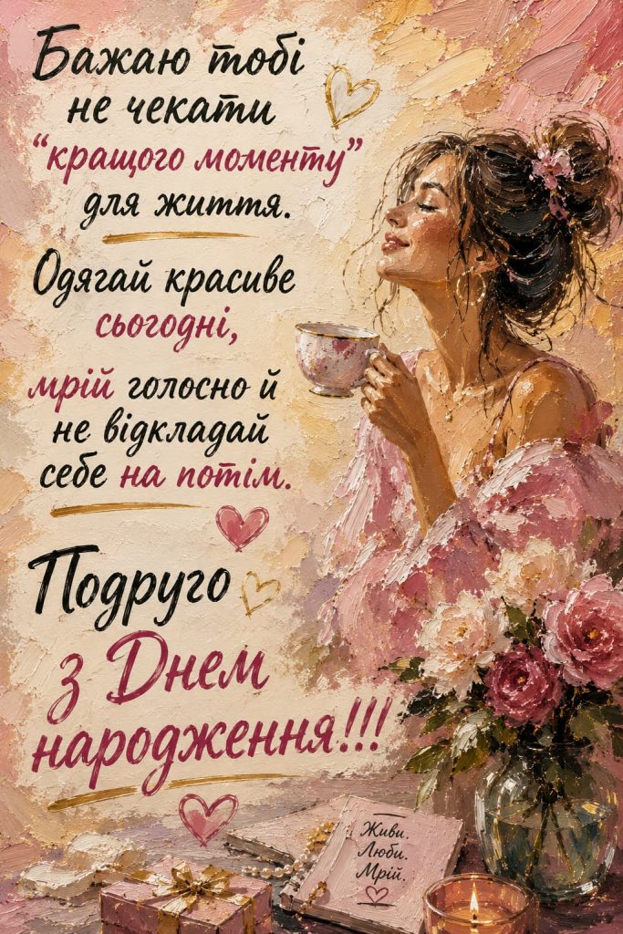 Привітання з Днем народження подруги своїми словами картинка 3