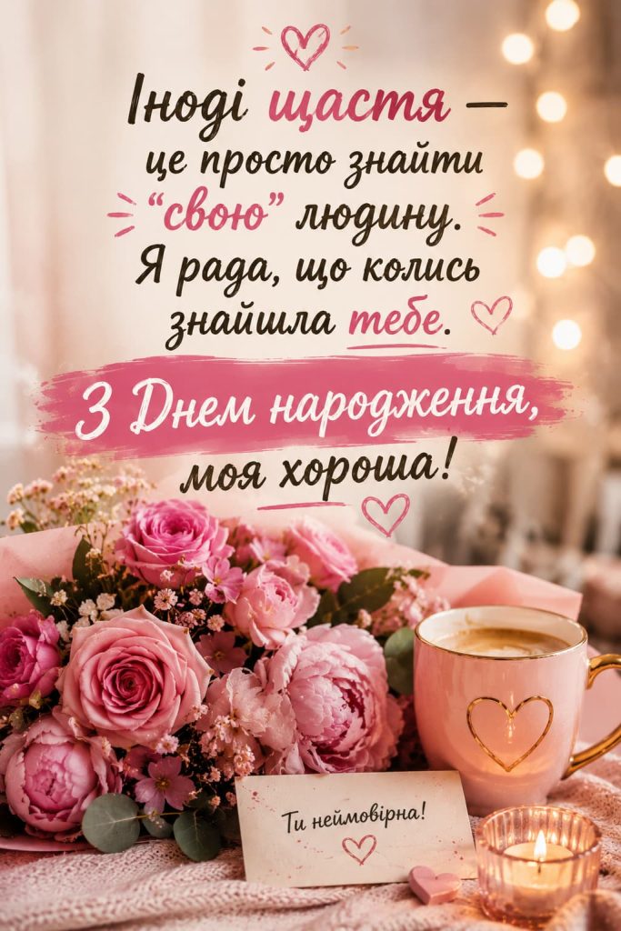 Привітання з Днем народження подруги своїми словами картинка 4
