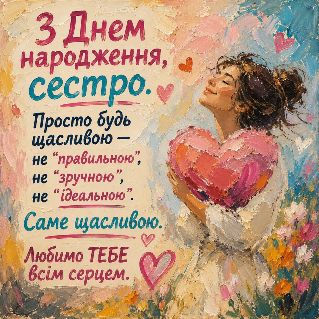 Привітання з Днем народження сестрі своїми словами картинка 7
