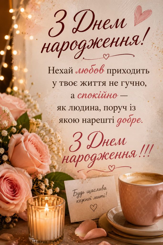 Привітання з Днем народження жінці своїми словами картинка 1