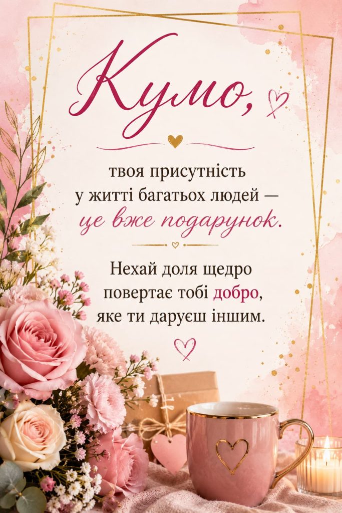 Зворушливі привітання з Днем народження для куми картинка 2