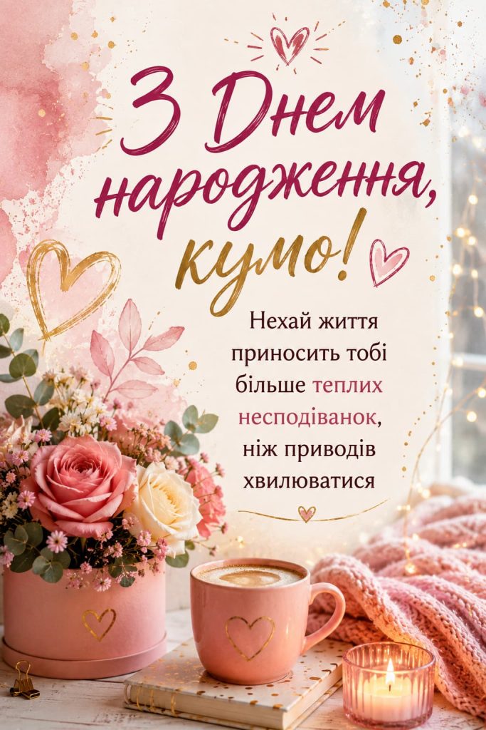 Зворушливі привітання з Днем народження для куми картинка 5