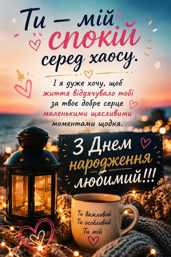 Зворушливі привітання з Днем народження коханому картинка 6