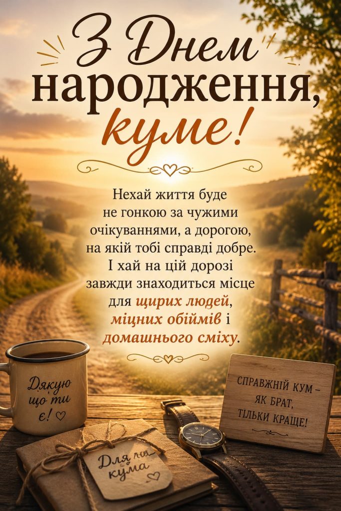 Зворушливі привітання з Днем народження куму картинка 1