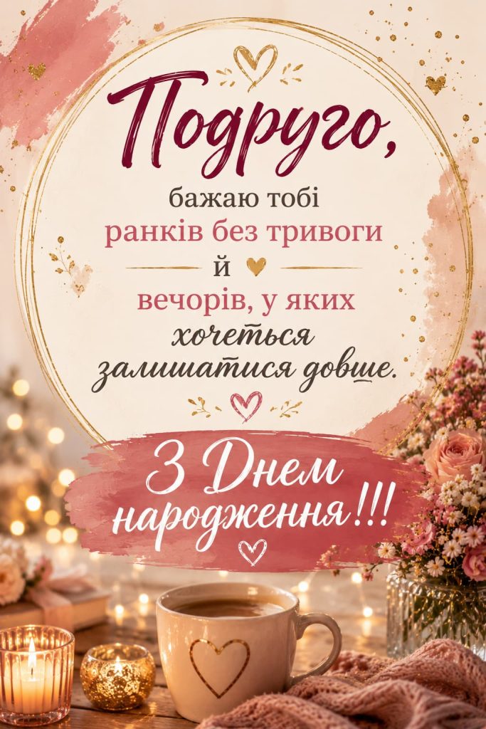 Зворушливі привітання з Днем народження подруги та картинки — слова, які залишаються в серці навіть після свята