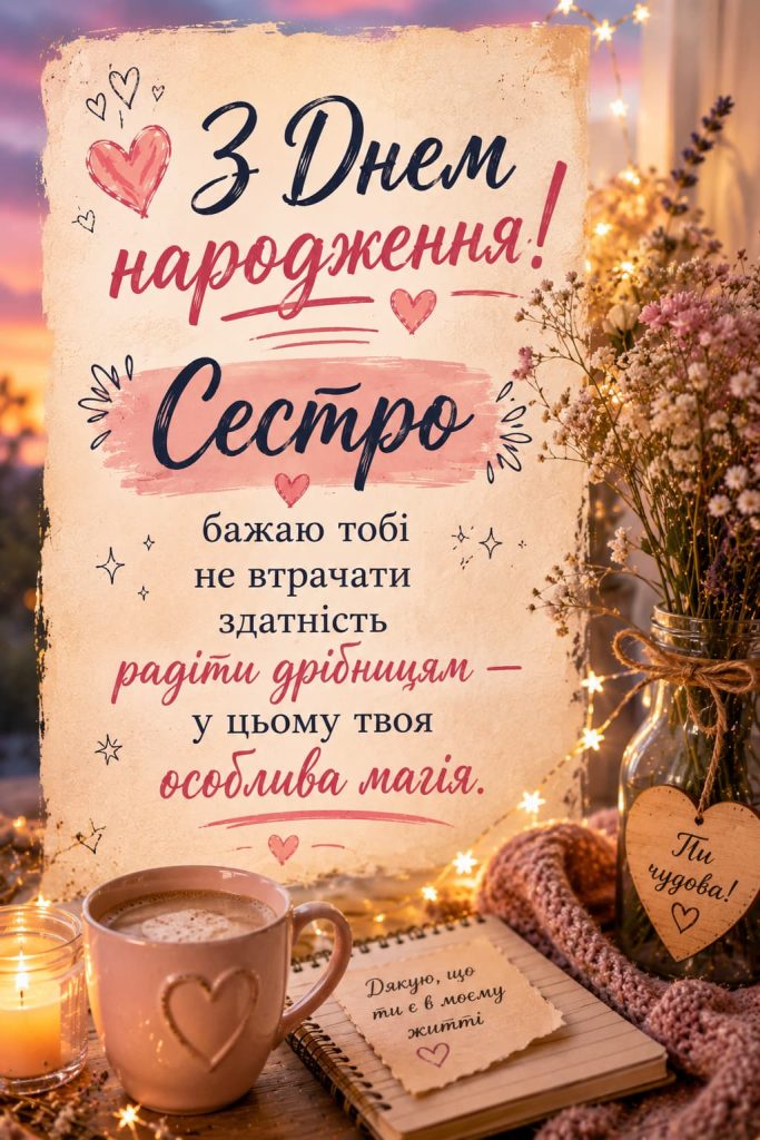 Зворушливі привітання з Днем народження сестрі картинка 5