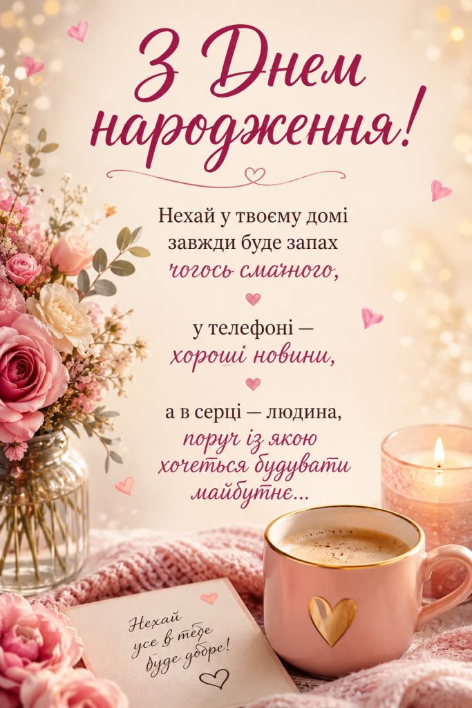 Зворушливі привітання з Днем народження жінці картинка 1