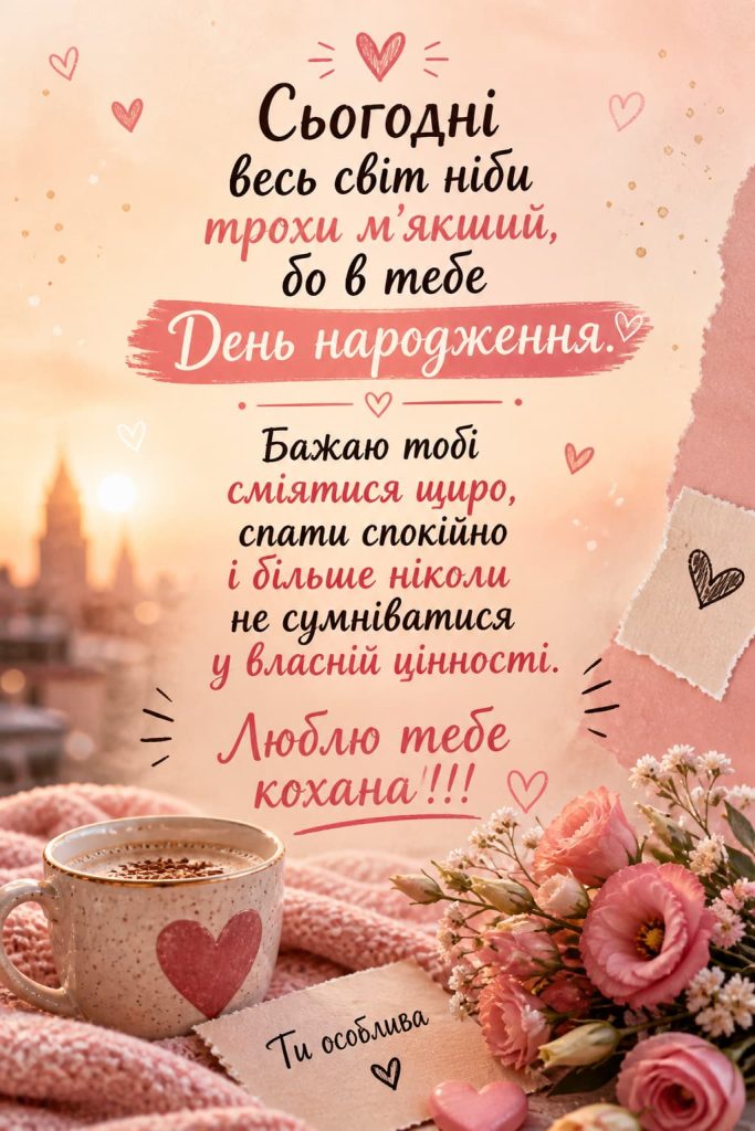 Зворушливі привітання з Днем народження жінці картинка 5