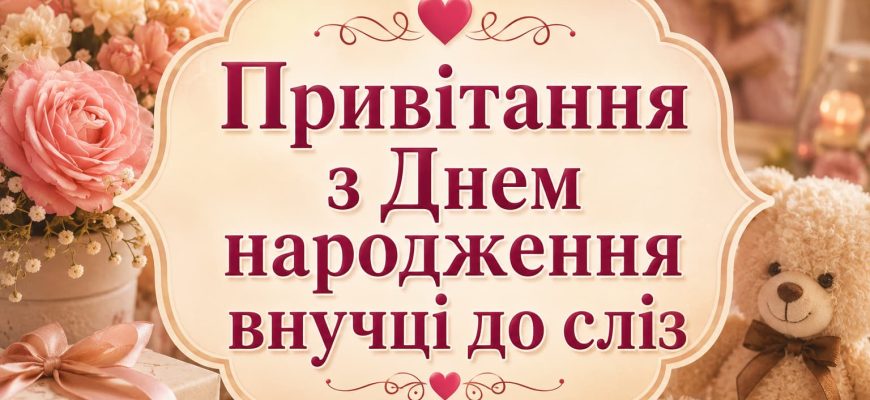 створи головну горизонтальну картинку з текстом по центру Привітання з Днем народження внучці до сліз