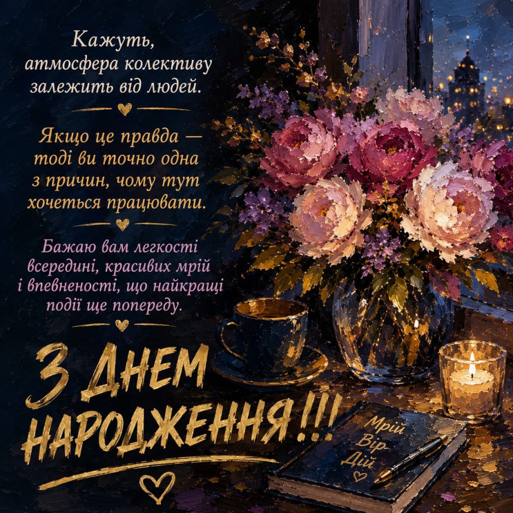 Привітання з Днем народження колезі жінці своїми словами картинка 7