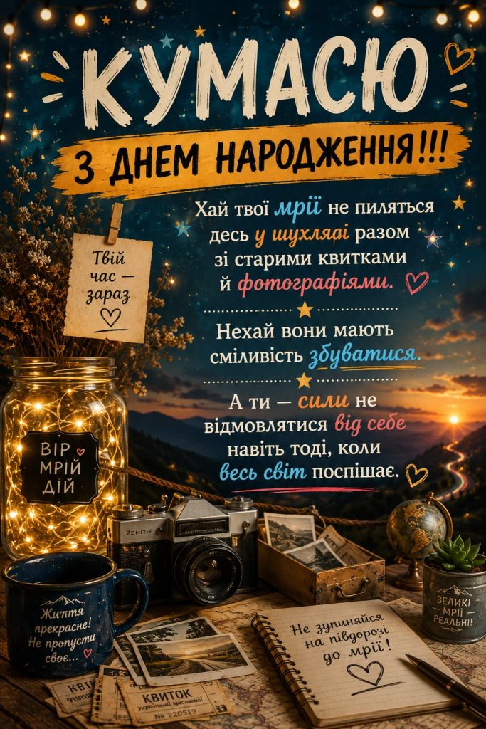 Привітання з Днем народження кумася до сліз та картинки — слова, що обіймають сильніше за роки й відстані