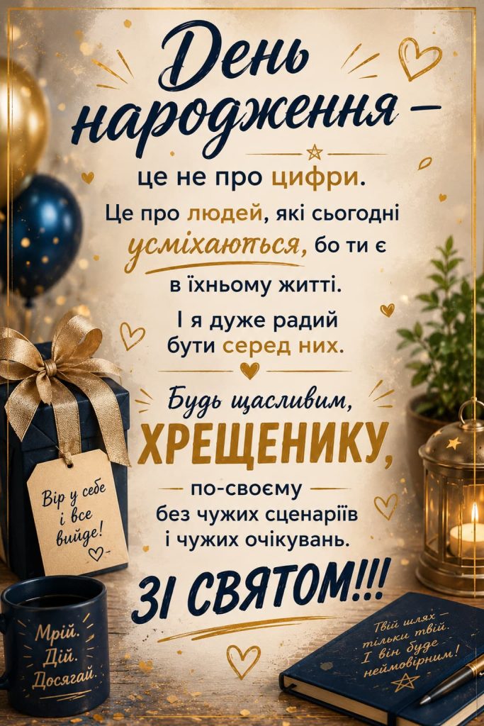 Привітання з Днем народження хрещенику своїми словами картинка 2
