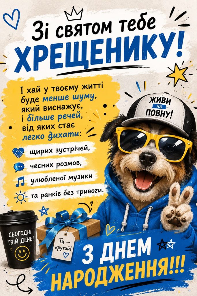 Привітання з Днем народження хрещенику своїми словами картинка 3