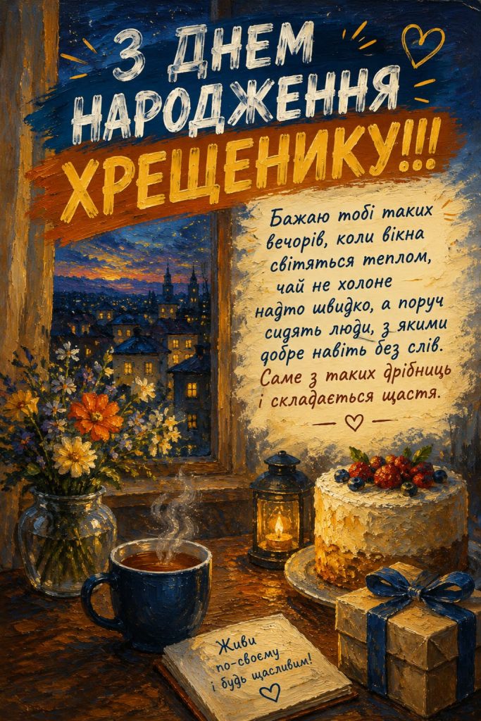Привітання з Днем народження хрещенику своїми словами картинка 4