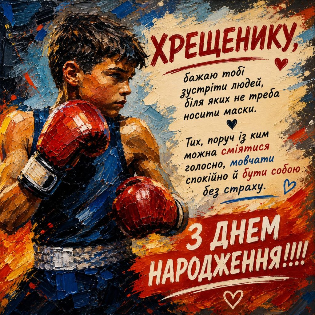 Привітання з Днем народження хрещенику своїми словами картинка 7